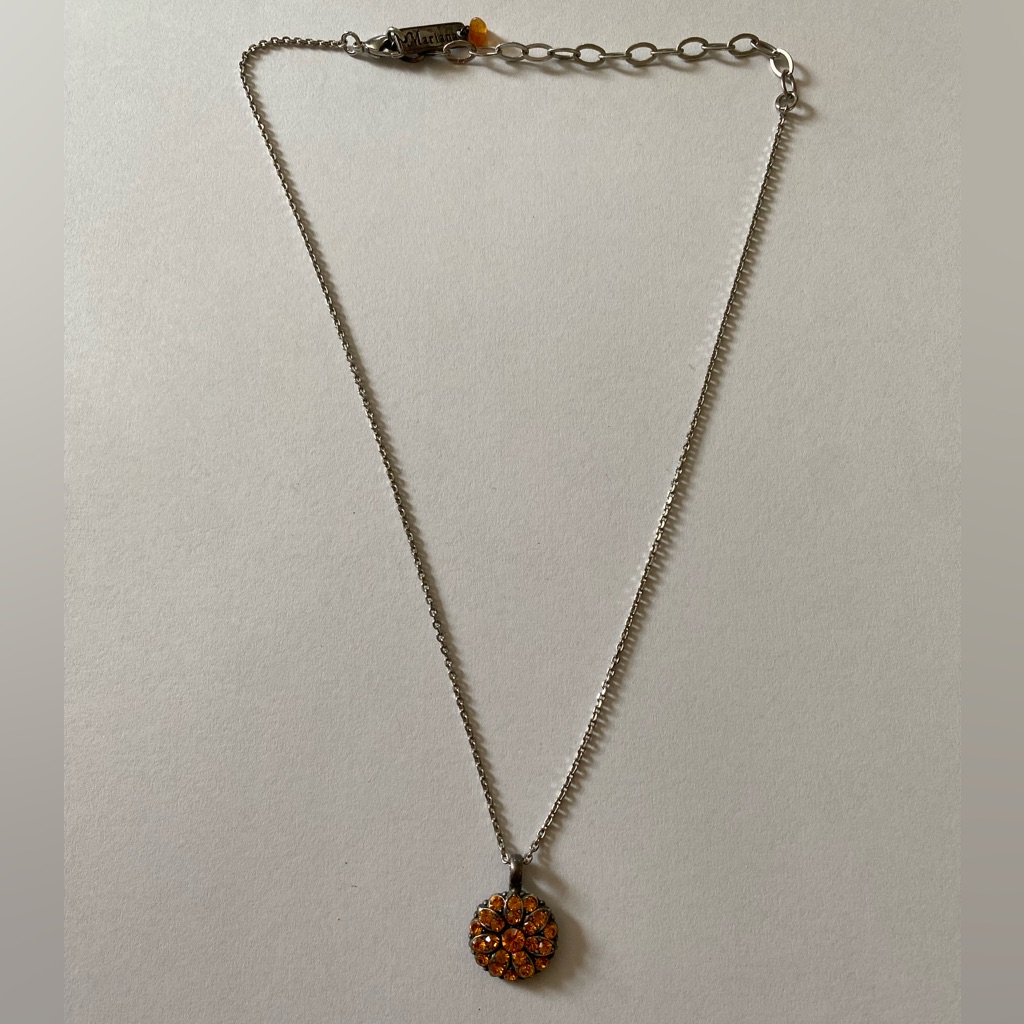 Mariana Guardian Angel Orange Swarovski Crystal Pendant Necklace Silver Tone
